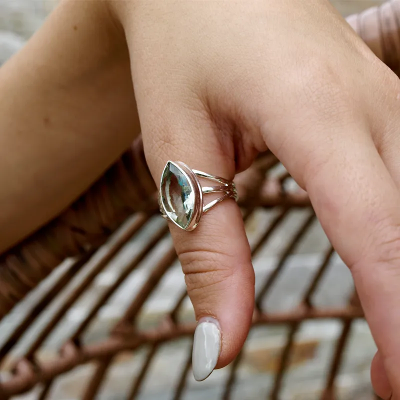 June Green Amethyst Gemstone Ring