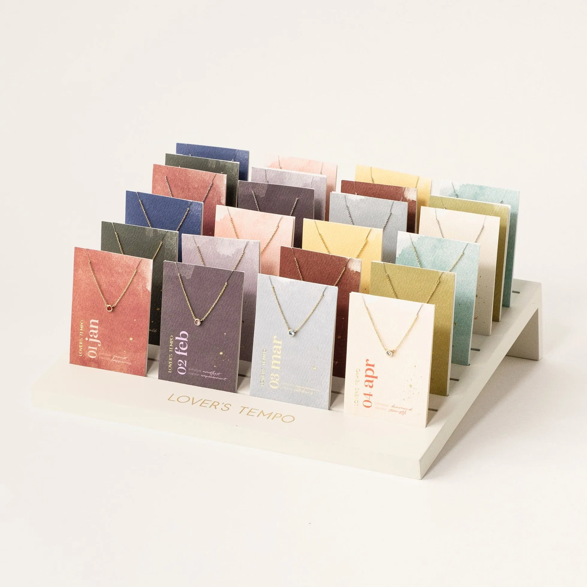 Kaleidescope Birthstone Necklaces Stand Prepack