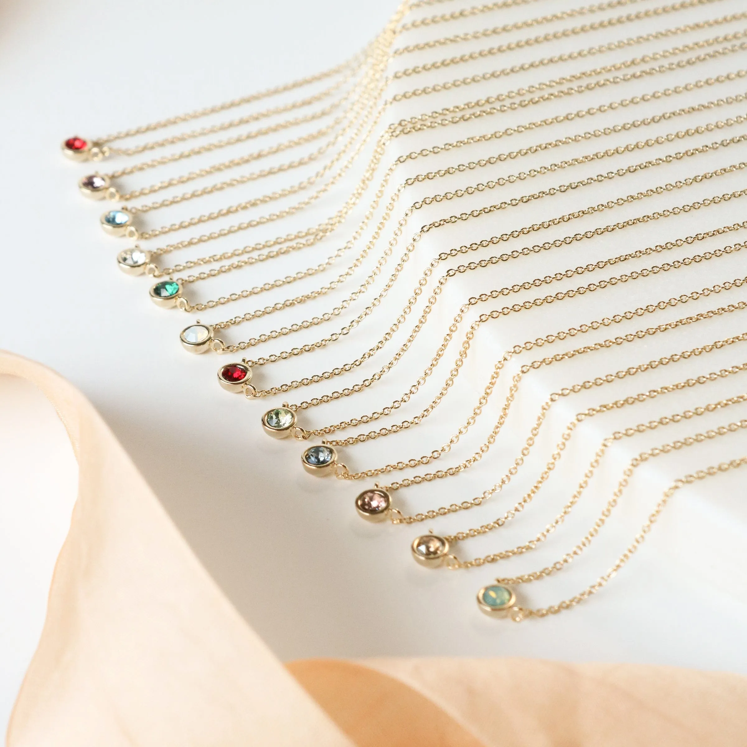 Kaleidescope Birthstone Necklaces Stand Prepack