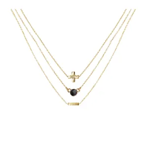 Lava Stone & 18k Gold Plated Necklace Set of 3