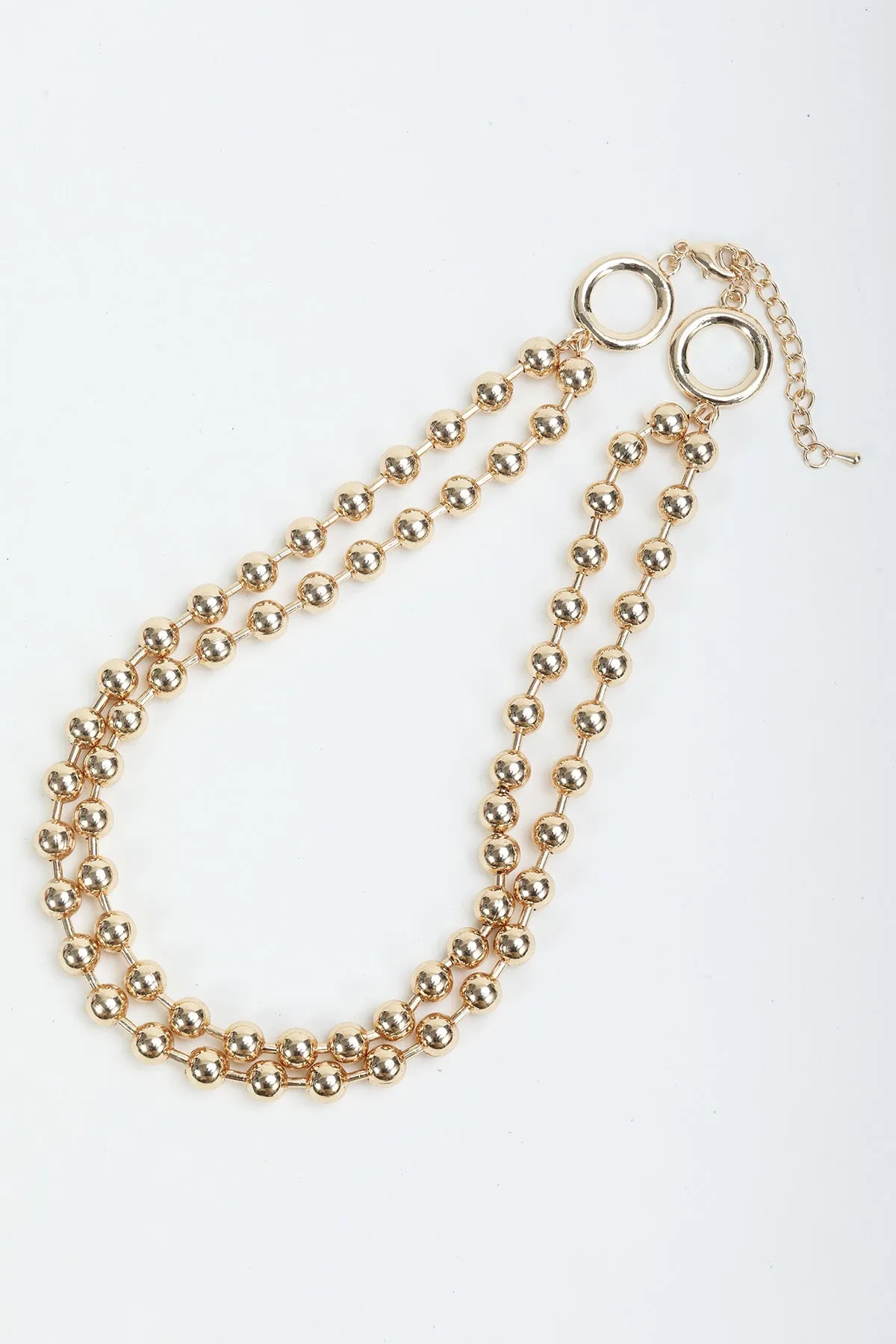 Layered Ring Detail Gold Necklace