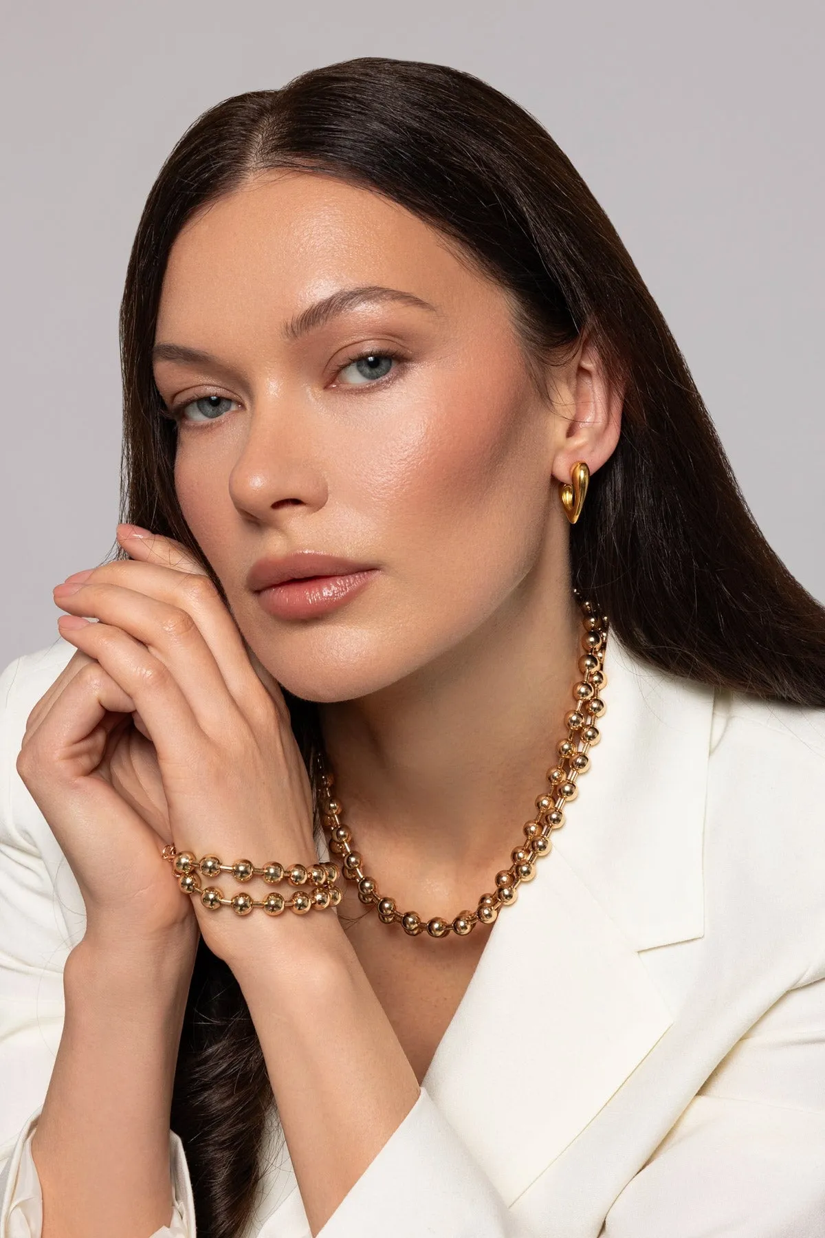 Layered Ring Detail Gold Necklace