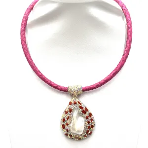 Leather & Gemstone Pendant Necklace