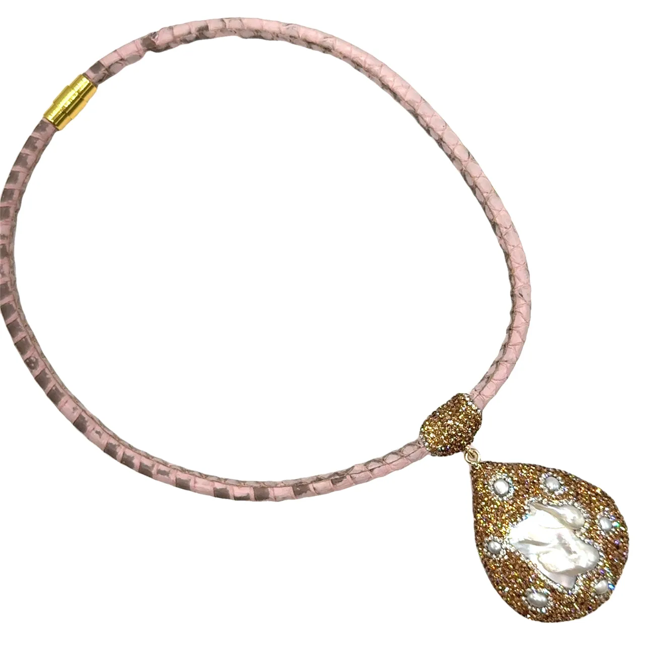 Leather & Gemstone Pendant Necklace