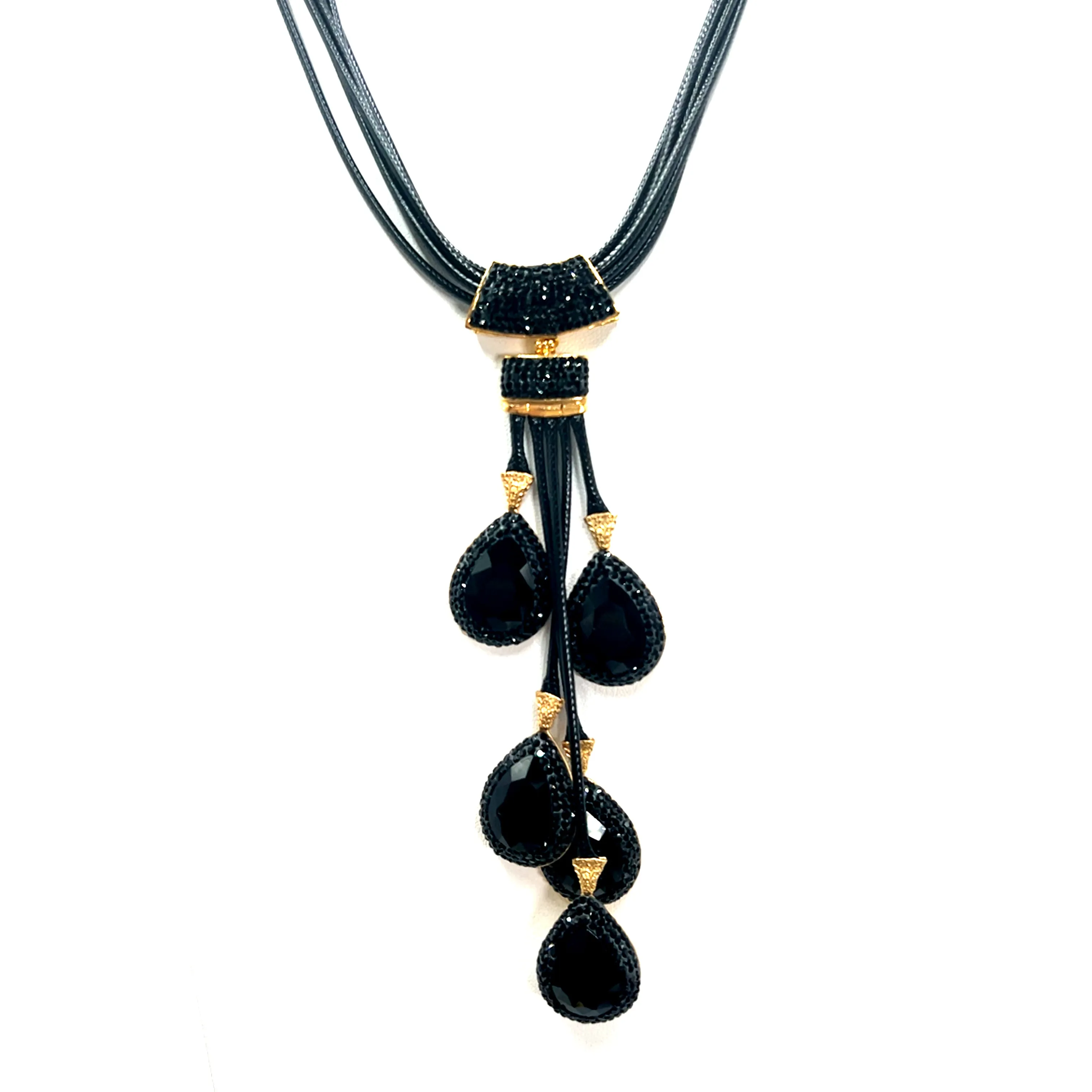 Leather Gemstone Statement Necklace