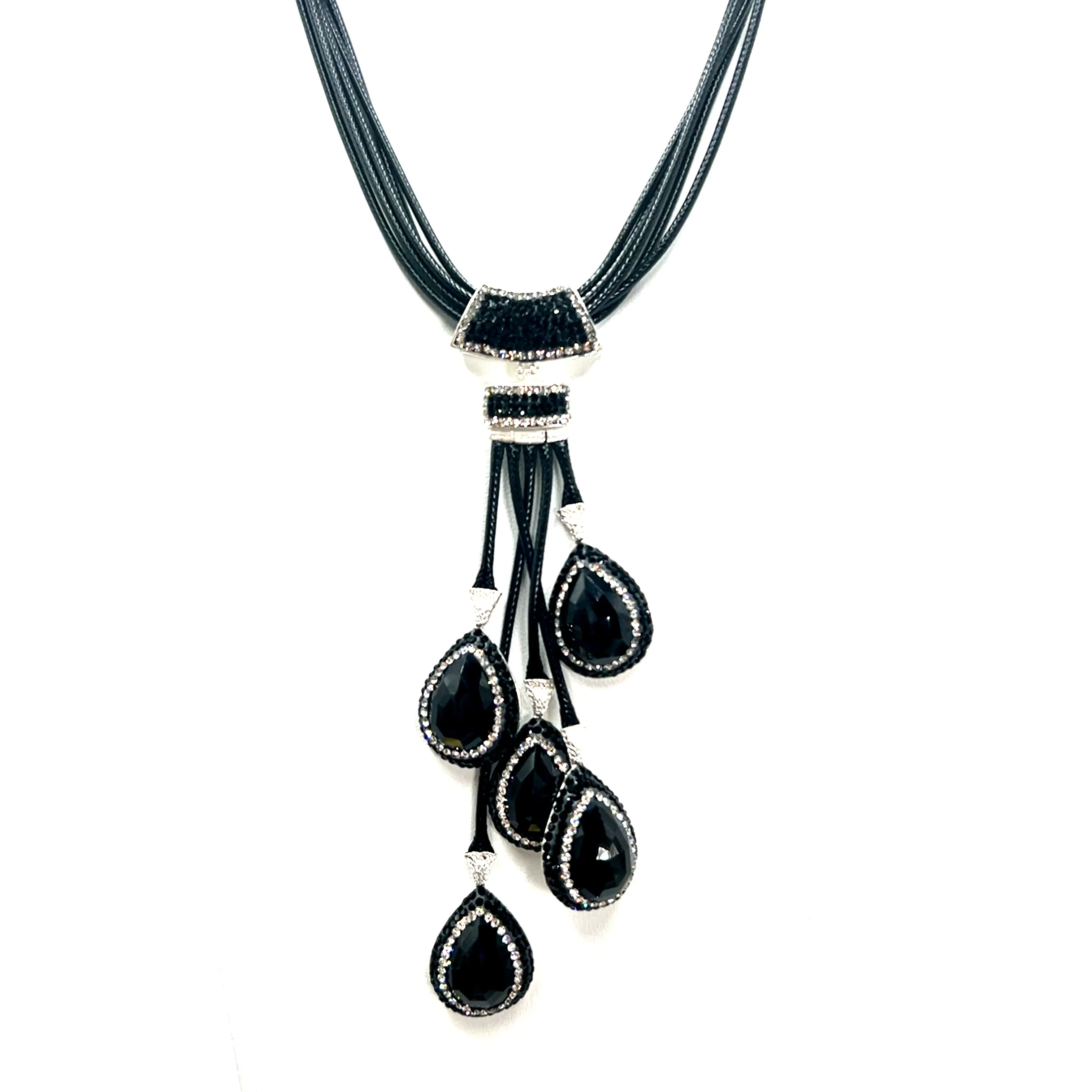 Leather Gemstone Statement Necklace