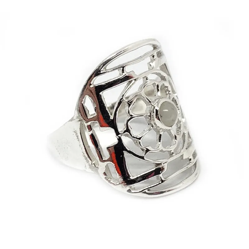 Mandella Moonstone Boho Silver Ring