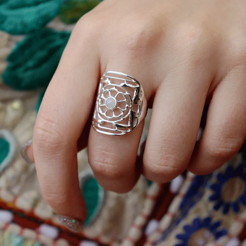 Mandella Moonstone Boho Silver Ring