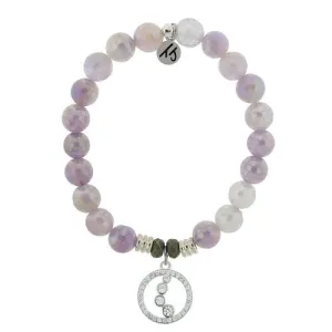 Mauve Jade Stone Bracelet with One Step At A Time Sterling Silver Charm
