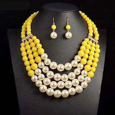 Multi Simulated Pearl Bohemian Jewelry Set