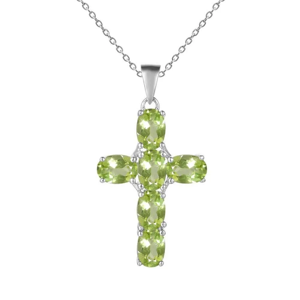 Natural Amethyst with Topaz Gemstone Cross Necklace