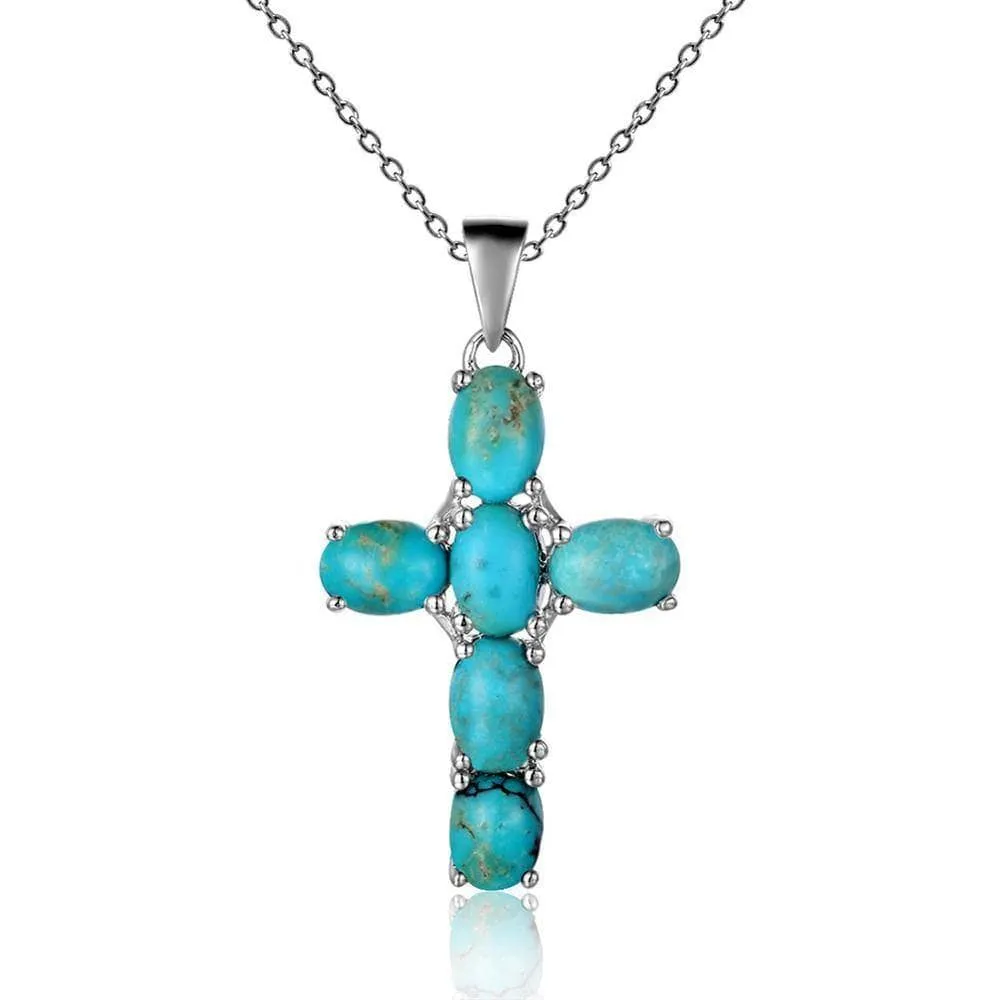 Natural Amethyst with Topaz Gemstone Cross Necklace