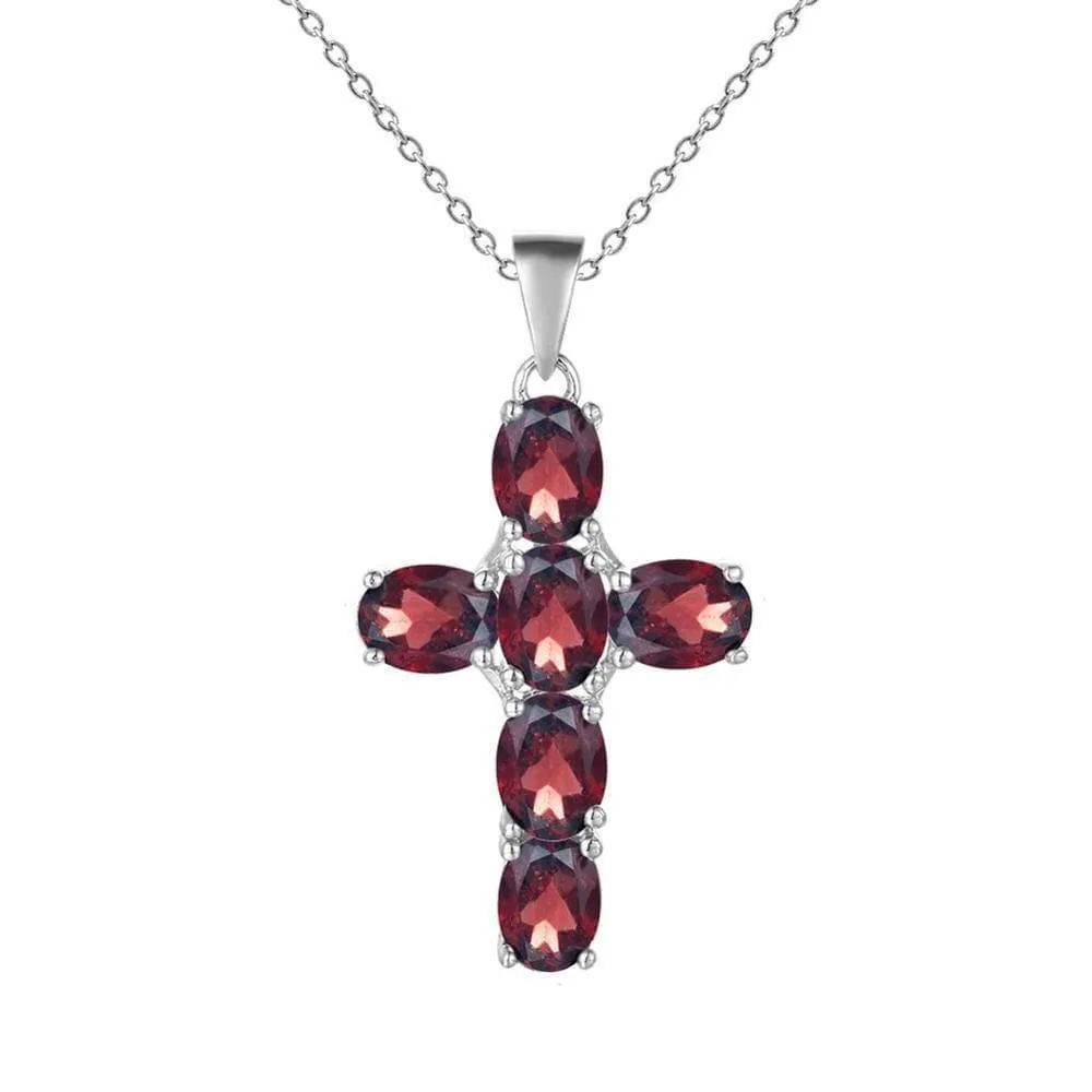 Natural Amethyst with Topaz Gemstone Cross Necklace