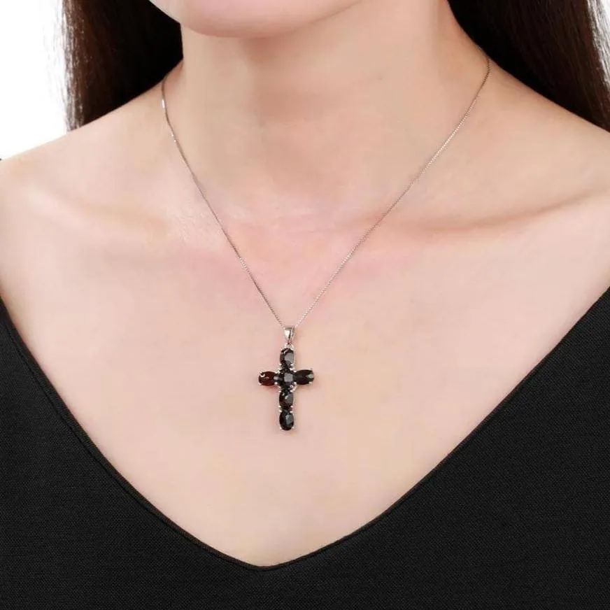 Natural Amethyst with Topaz Gemstone Cross Necklace