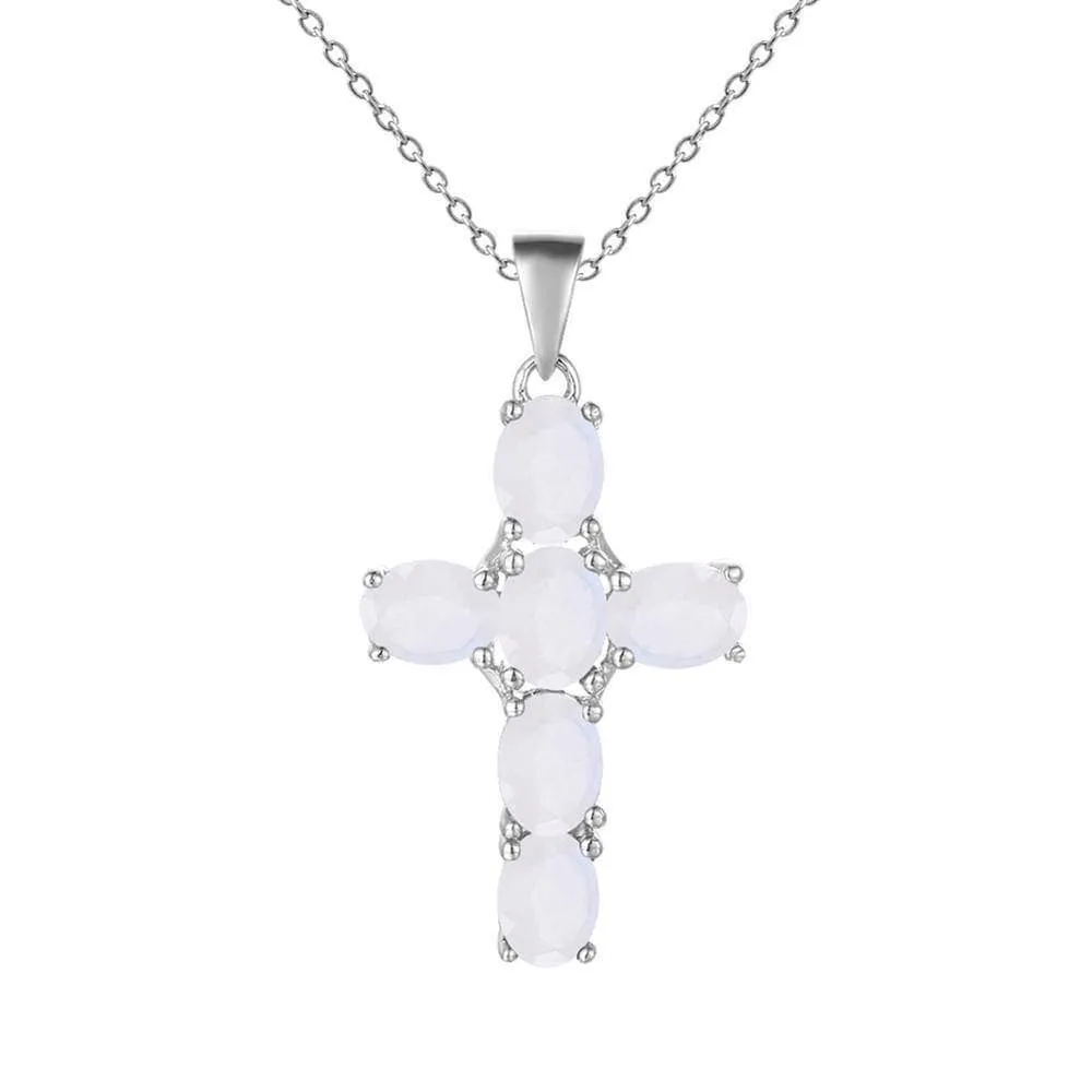 Natural Amethyst with Topaz Gemstone Cross Necklace