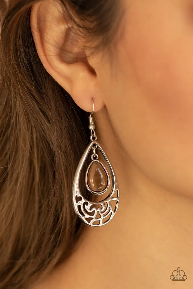 Paparazzi Earring ~ DEW You Feel Me? - Brown