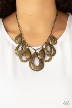 Paparazzi Necklace ~ Teardrop Tempest - Brass