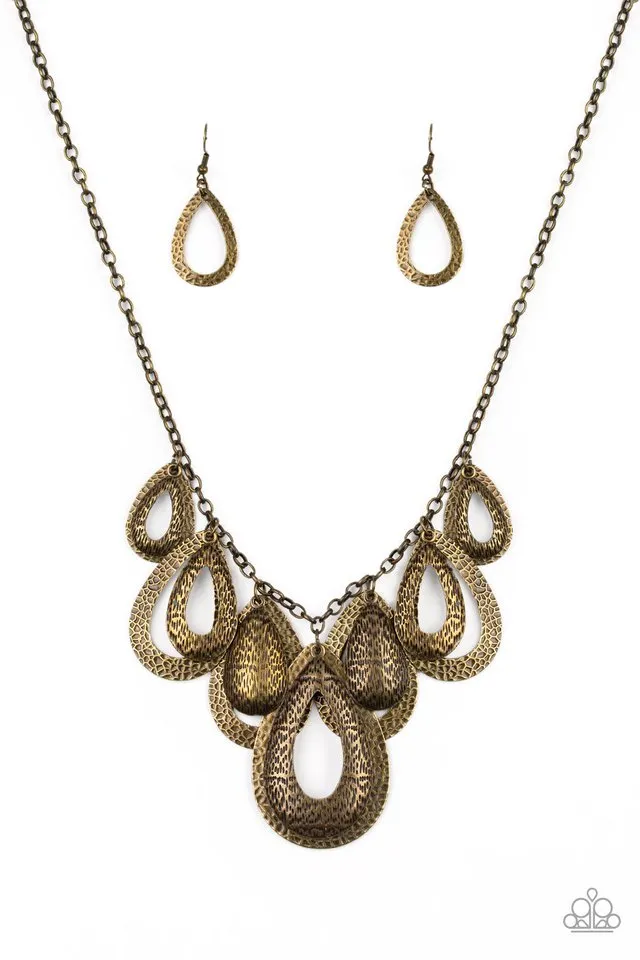 Paparazzi Necklace ~ Teardrop Tempest - Brass