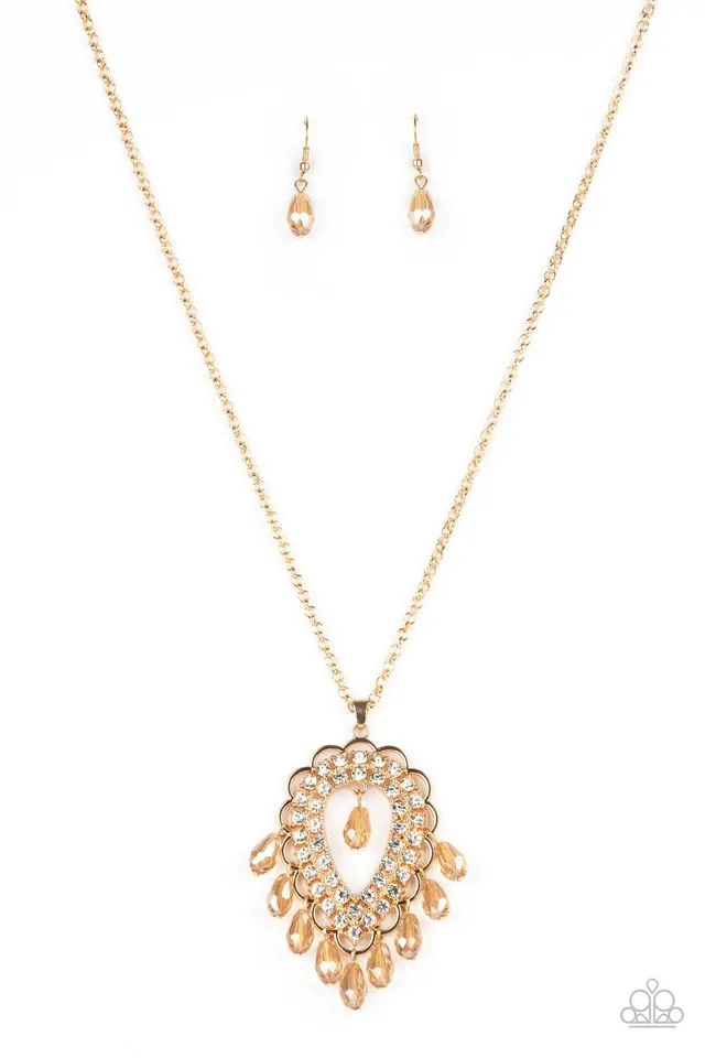 Paparazzi Necklace ~ Teasable Teardrops - Gold