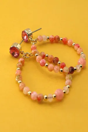 Pay Day Beaded Hoop Earrings Peach