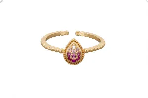 Pink Faded Crystal Teardrop Ring