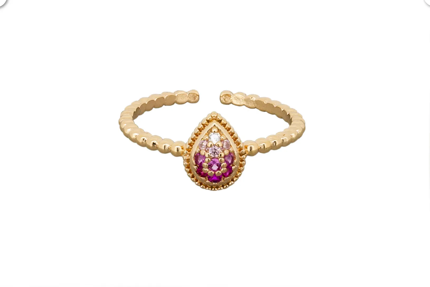 Pink Faded Crystal Teardrop Ring