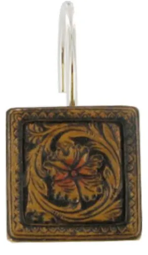 "Floral Tooled" Western Shower Curtain Rings - Set of 12