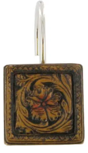 "Floral Tooled" Western Shower Curtain Rings - Set of 12