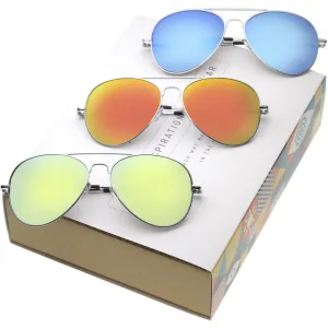 Retro Flash Mirror Lens Metal Aviator Sunglasses 1485 [Promo Box]