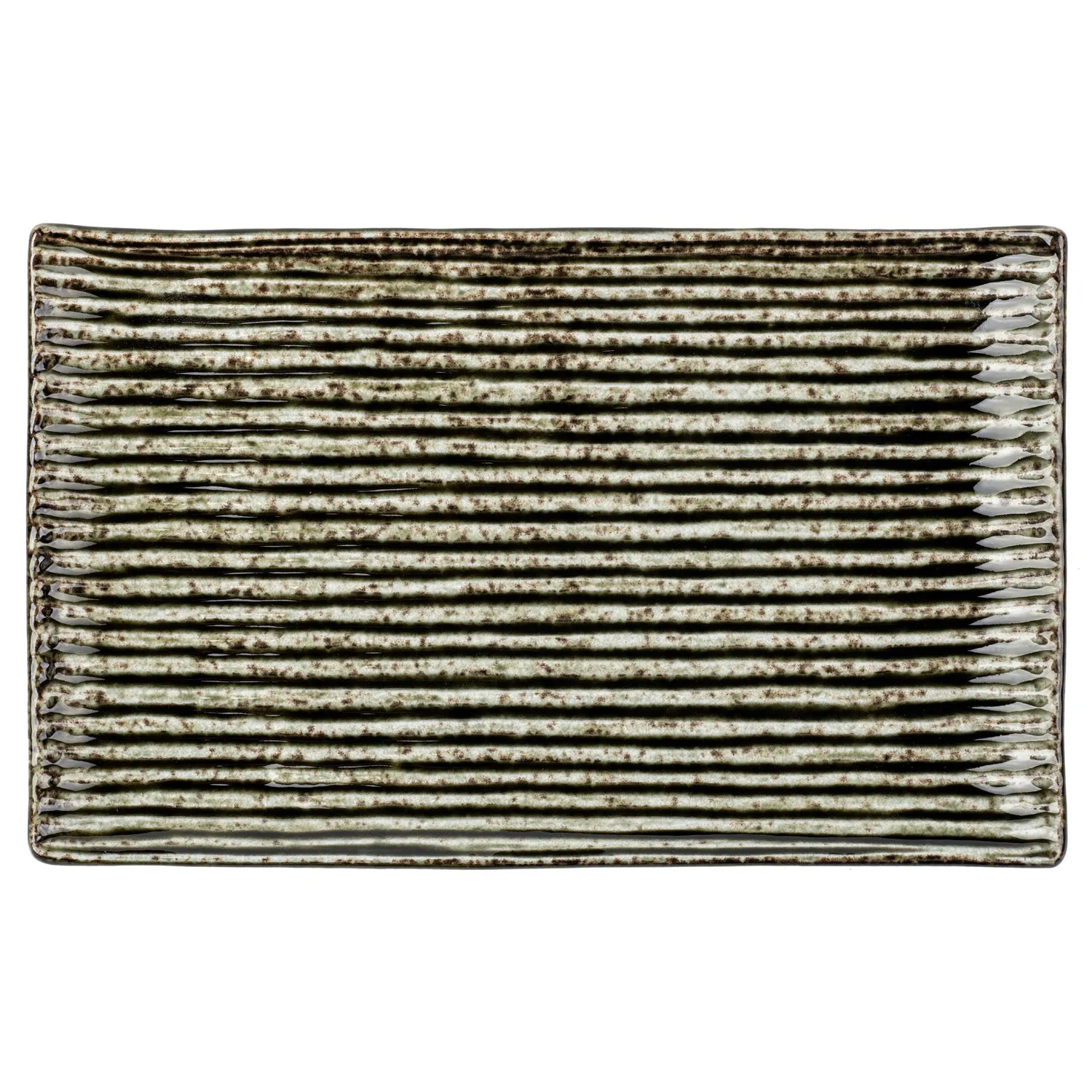 Shinogi Green Ribbed Japanese Ceramic Plate