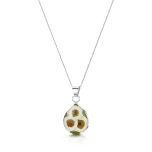 Sterling Silver Teardrop Daisy Pendant Necklace by Shrieking Violet®