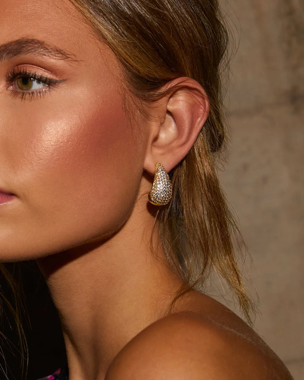 Sweet Stunner Rhinestone Embellished Teardrop Earrings