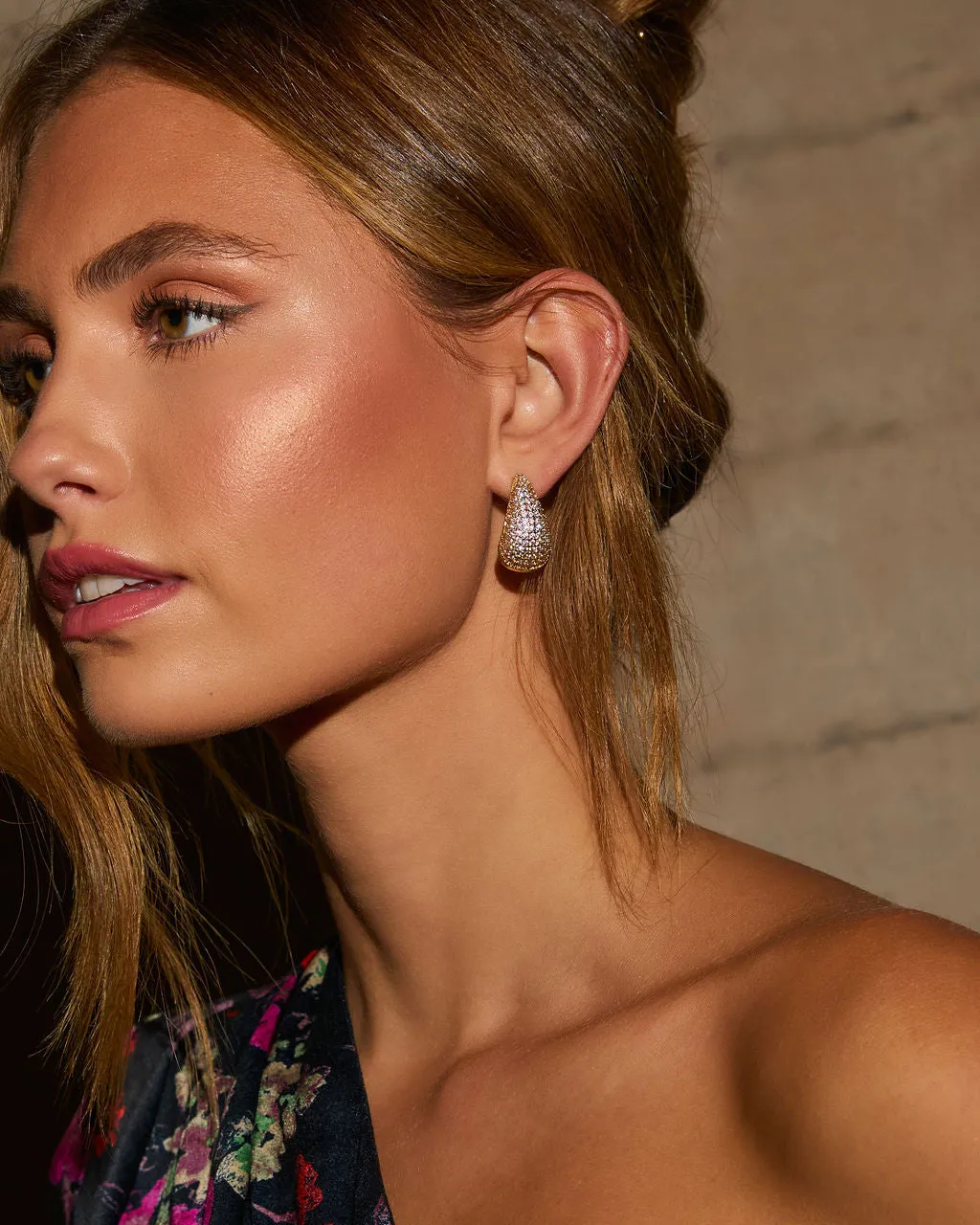 Sweet Stunner Rhinestone Embellished Teardrop Earrings