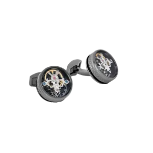 Tateossian Single Tourbillon Gear cufflinks in gunmetal stainless steel
