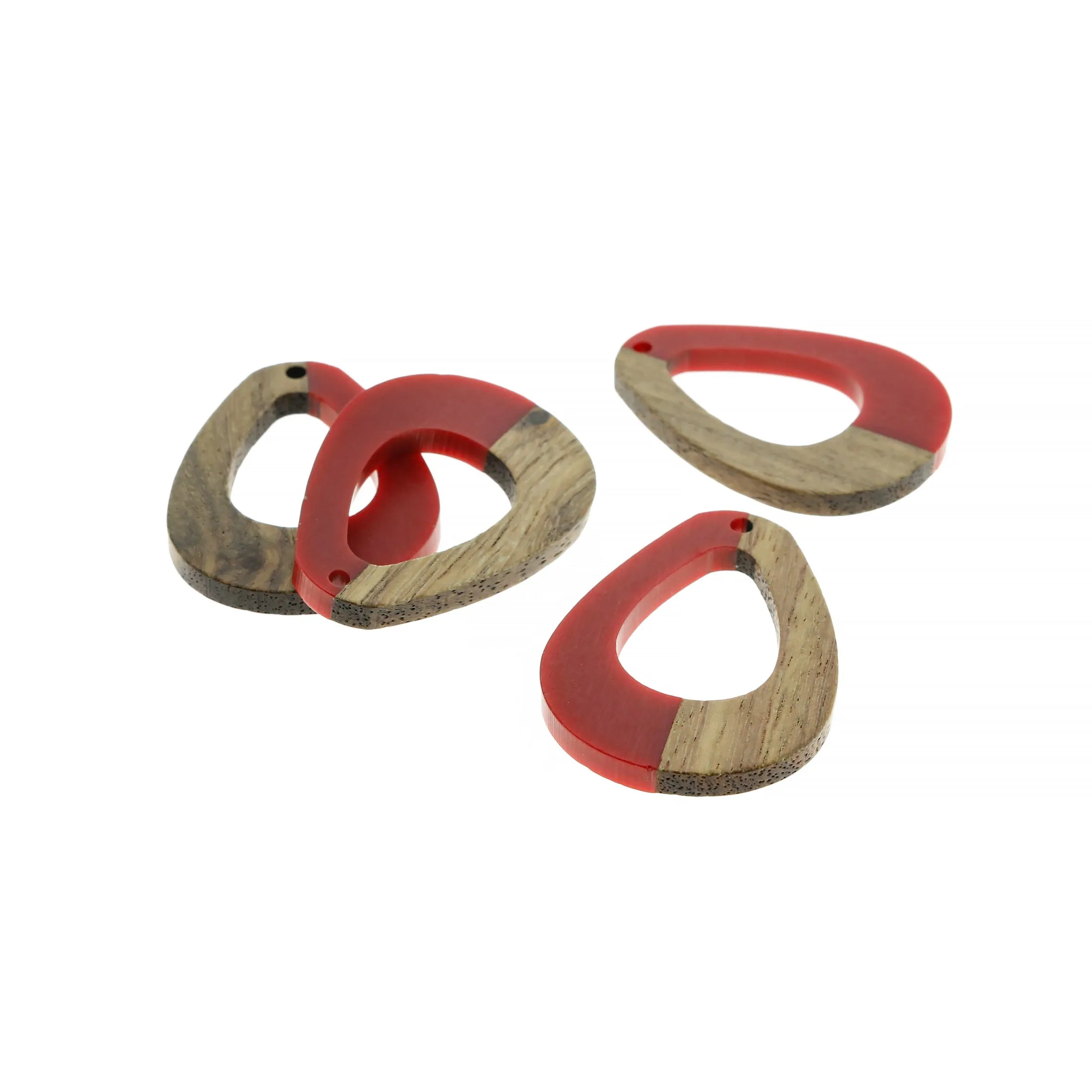 Teardrop Natural Wood and Resin Charm - Choose Your Color - 38mm