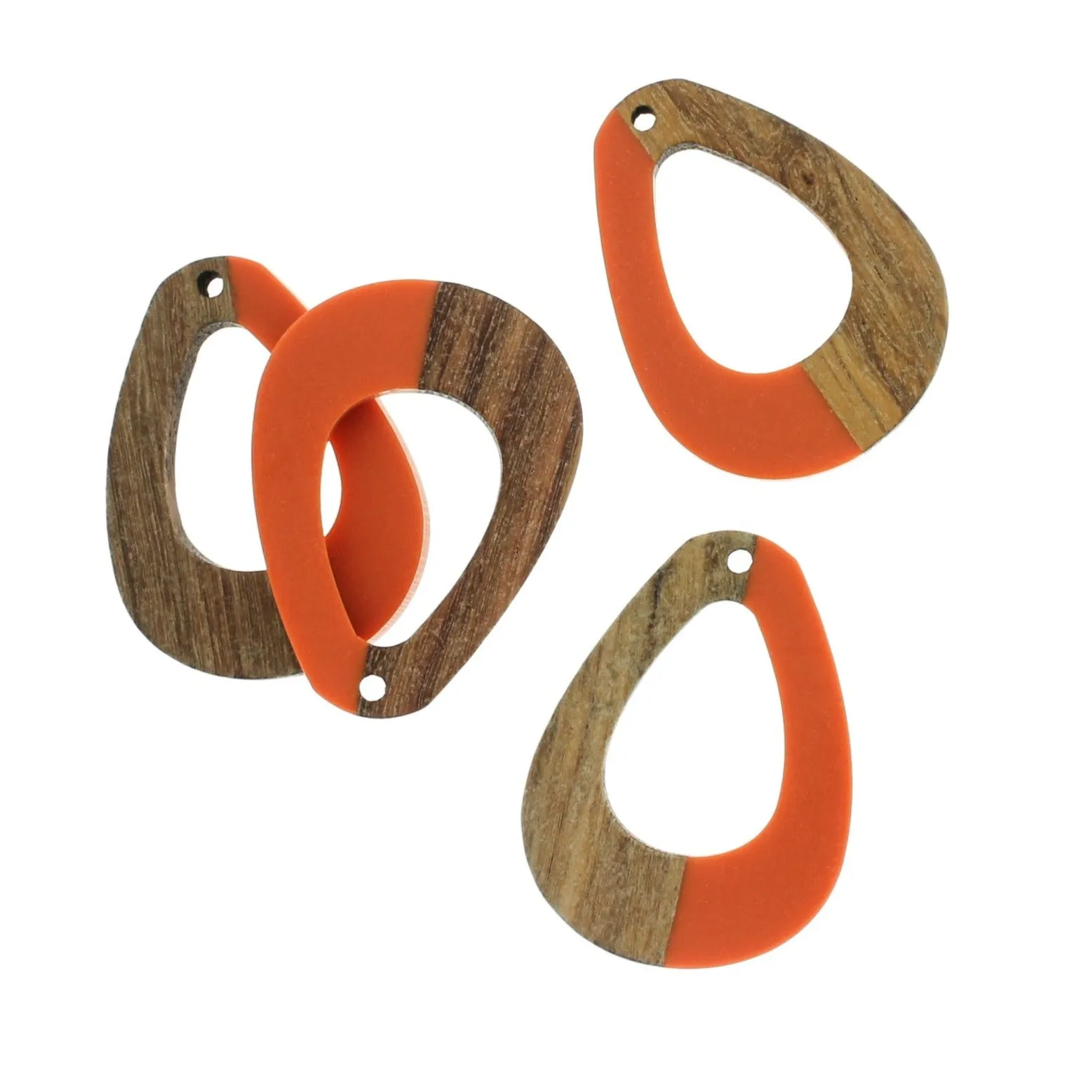 Teardrop Natural Wood and Resin Charm - Choose Your Color - 38mm