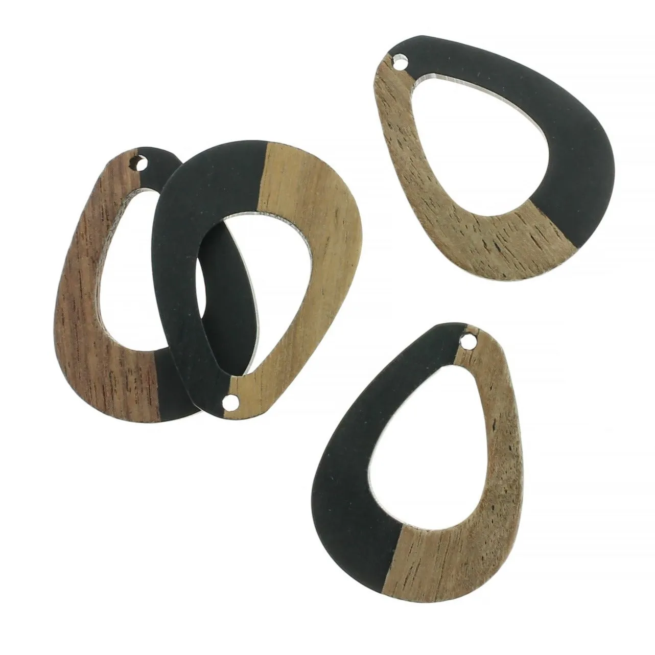 Teardrop Natural Wood and Resin Charm - Choose Your Color - 38mm