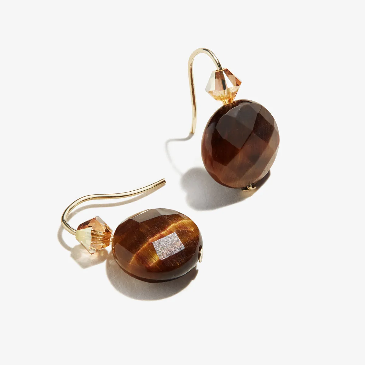 Tigers Eye Gemstone Earrings, Burnt Red
