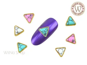 Triangle Turquoise Gemstone Nail Metal Charm - 2 pcs