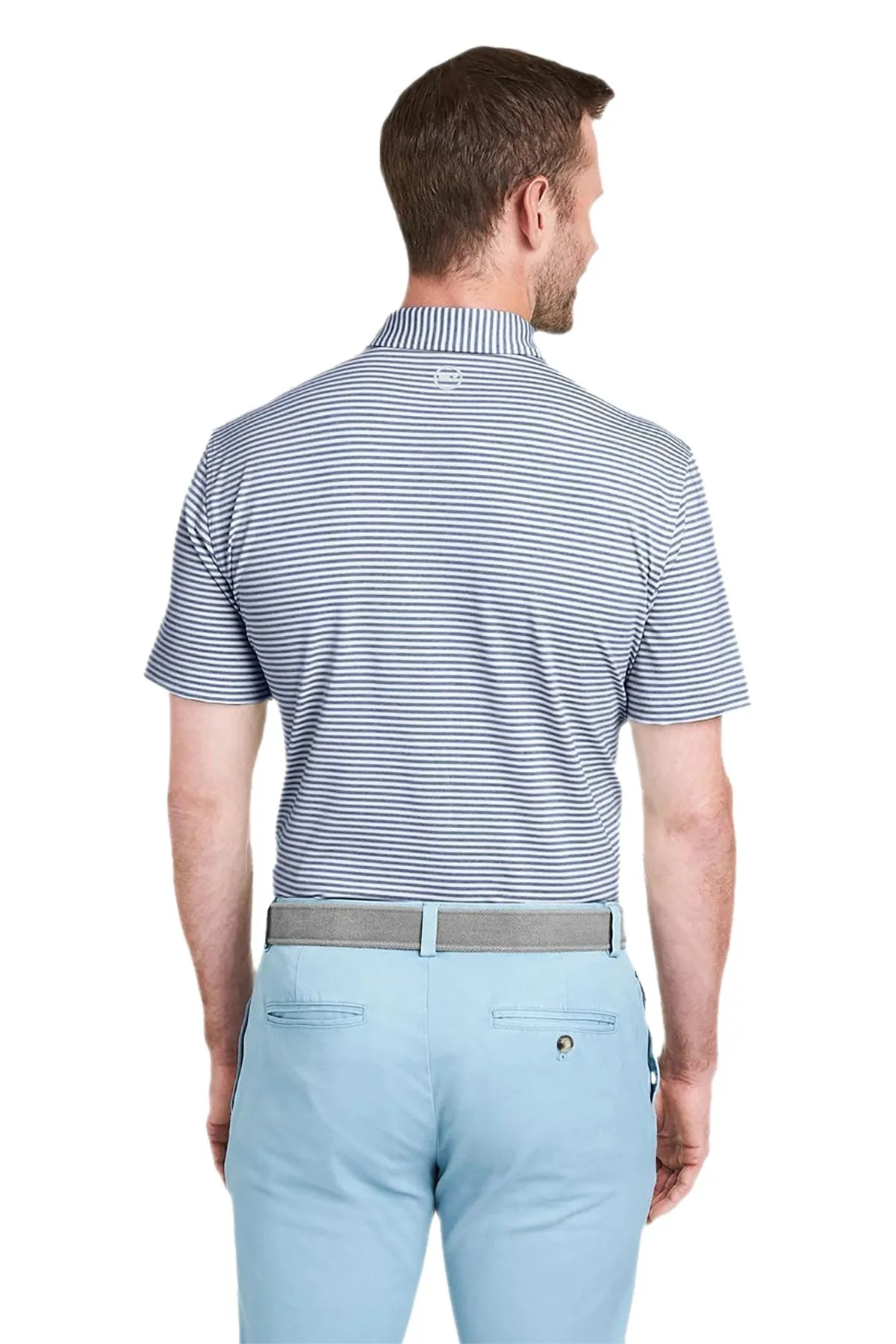 Vineyard Vines Custom Heathered Winstead Sankaty Polos, White Cap/Kingfisher