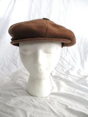 Vintage Genuine PEANUT CAP Wool driving hat beanie tweed OS Brown Convertible