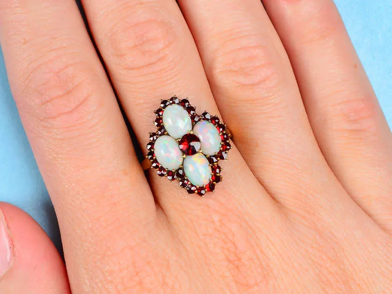 Vintage Opal Bohemian Garnet Ring