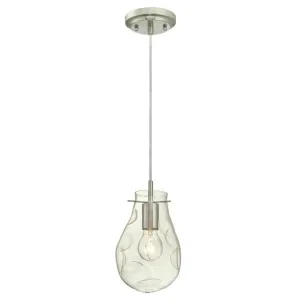 Westinghouse 6329100 1 Light Mini Pendant Brushed Nickel Finish with Clear Indented Glass